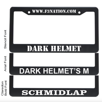 F3 Custom Name License Plate Frame (Metal) - Made to Order